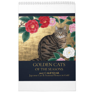 2027 Japanischer Katzenkalender Goldene Katzen Kalender