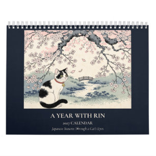 2027 Japanischer Katzenkunst-Wandkalender Ein Ja Kalender