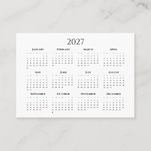 2027 Kalender #2 Vier Zeilen, drei Spalten Visitenkarte
