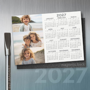 2027 Kalender - 3 Fotos - Basic Grey White Magnet