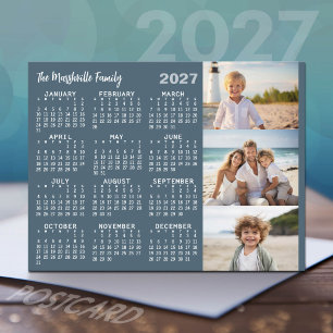2027 Kalender 3 Fotos Basic Minimal Feiertagspostkarte