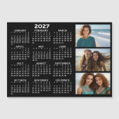 2027 Kalender 3 Fotos Basic Schwarz Minimal Magnet (Vorderseite)