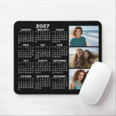 2027 Kalender 3 Fotos Basic Schwarz Minimal Magnet Mousepad (Mit Mouse)