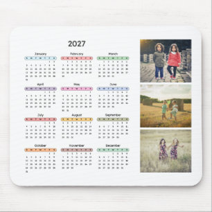 2027 Kalender 3 Fotos einfaches modernes Jahr Desk Mousepad
