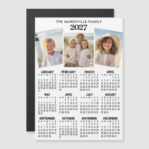 2027 Kalender 3 Fotos - Jahresansicht Magnetkarte