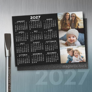 2027 Kalender 3 Fotos Minimal Schwarz Weiß Magnet