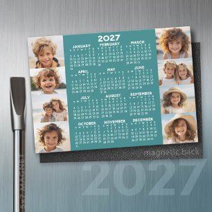 2027 Kalender - 8 Fotos Basic Blau Weiß Magnet