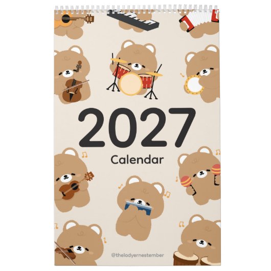 2027 Kalender Bär Musiker (Titelbild)