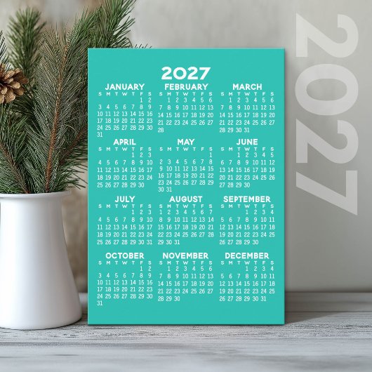 2027 Kalender - Basic Aqua Minimal Feiertagskarte
