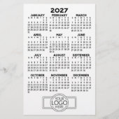 2027 Kalender - Basic Black Minimal Logo Briefpapier (Vorderseite)