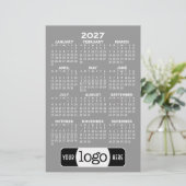 2027 Kalender - Basic Graues Minimal Logo Briefpapier (Stehend Vorderseite)