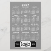 2027 Kalender - Basic Graues Minimal Logo Briefpapier (Vorderseite)