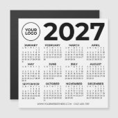 2027 Kalender Basic Simple Modern Business Logo Magnetkarte (Vorne/Hinten)