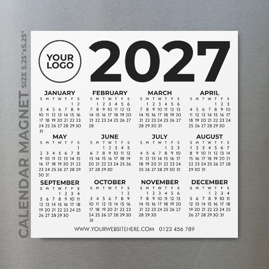 2027 Kalender Basic Simple Modern Business Logo Magnetkarte