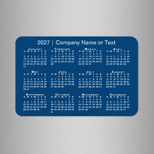 2027 Kalender benutzerdefinierter Text Blau Magnet