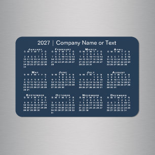 2027 Kalender benutzerdefinierter Text Navy Blau Magnet