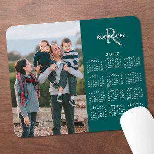 2027 Kalender Benutzerfoto Monogramm Name Türkis Mousepad