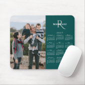 2027 Kalender Benutzerfoto Monogramm Name Türkis Mousepad (Mit Mouse)