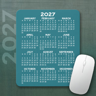 2027 Kalender - blauer Hintergrund - Vertikal  Mousepad