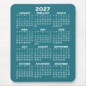 2027 Kalender - blauer Hintergrund - Vertikal Mousepad (Vorne)