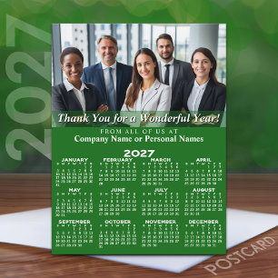 2027 Kalender Danke für ein großartiges Jahr Grüne Feiertagspostkarte