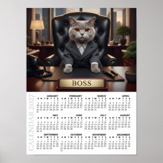 2027 Kalender, Der Chef - Büro-Spaß-Katzen / Groß Poster