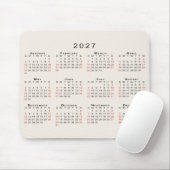 2027 Kalender Einfach Beige Schwarz Rot Mousepad (Mit Mouse)