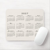 2027 Kalender Einfach Beige und Schwarz Mousepad (Mit Mouse)