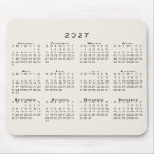 2027 Kalender Einfach Beige und Schwarz Mousepad (Vorne)