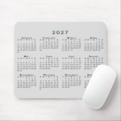 2027 Kalender Einfach Grau und Schwarz Mousepad (Mit Mouse)