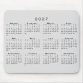 2027 Kalender Einfach Grau und Schwarz Mousepad (Vorne)