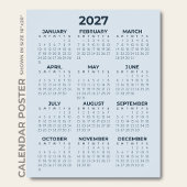 2027 Kalender Einfach Moderne Staubblaue Wand Poster