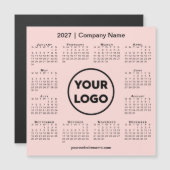 2027 Kalender Firmenlogo Korallenrosa Magnet (Vorne/Hinten)