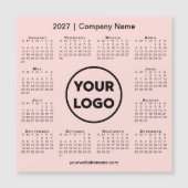 2027 Kalender Firmenlogo Korallenrosa Magnet (Vorderseite)