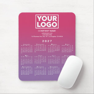 2027 Kalender Firmenlogo Rosa bis Violett Farbverl Mousepad