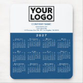 2027 Kalender Firmenlogo Text Blau Weiß Mousepad (Vorne)