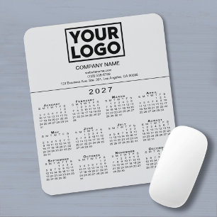 2027 Kalender Firmenlogo Text Grau Mousepad