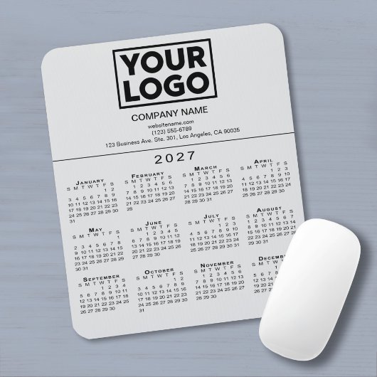 2027 Kalender Firmenlogo Text Grau Mousepad