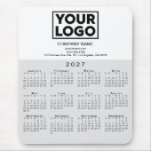 2027 Kalender Firmenlogo Text Grau Weiß Mousepad (Vorne)