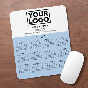 2027 Kalender Firmenlogo Text Hellblau Weiß Mousepad