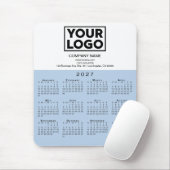 2027 Kalender Firmenlogo Text Hellblau Weiß Mousepad (Mit Mouse)