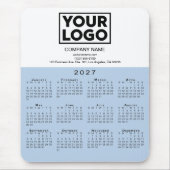 2027 Kalender Firmenlogo Text Hellblau Weiß Mousepad (Vorne)