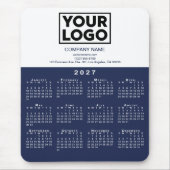 2027 Kalender Firmenlogo Text Navy Weiß Mousepad (Vorne)
