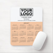 2027 Kalender Firmenlogo Text Pfirsich Weiß Mousepad (Mit Mouse)