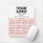 2027 Kalender Firmenlogo Text Pink Weiß Mousepad (Mit Mouse)