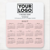 2027 Kalender Firmenlogo Text Pink Weiß Mousepad (Vorne)