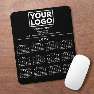 2027 Kalender Firmenlogo Text Schwarz Mousepad