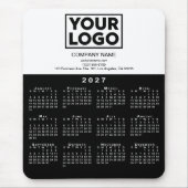 2027 Kalender Firmenlogo Text Schwarz Weiß Mousepad (Vorne)