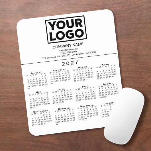 2027 Kalender Firmenlogo Text Weiß Mousepad