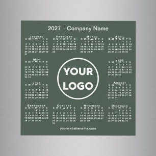 2027 Kalender Firmenlogo Waldgrün Magnet